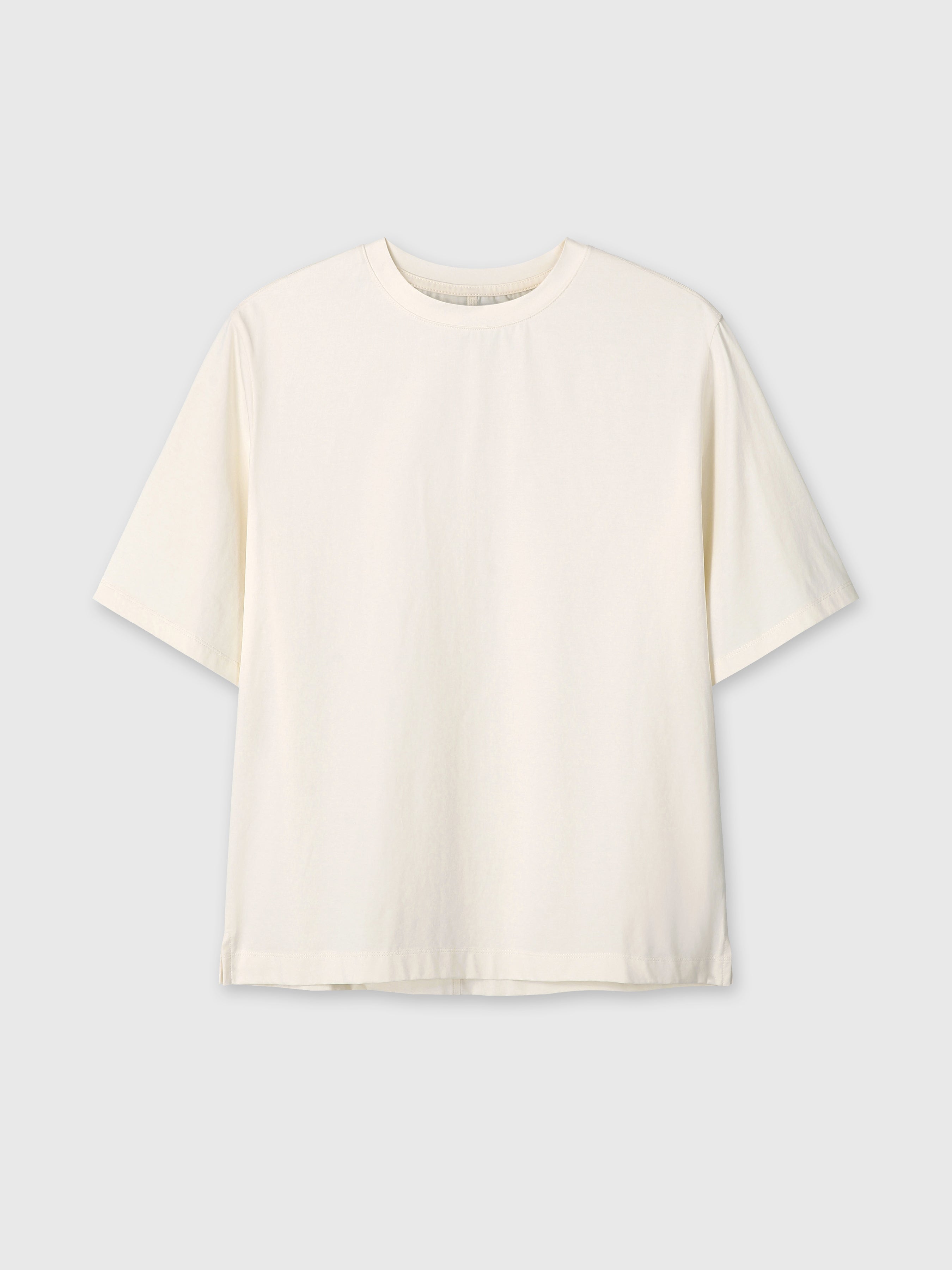 (W) HIGH-DENSITY RELAXED COTTON T-SHIRT_ PALE YELLOW