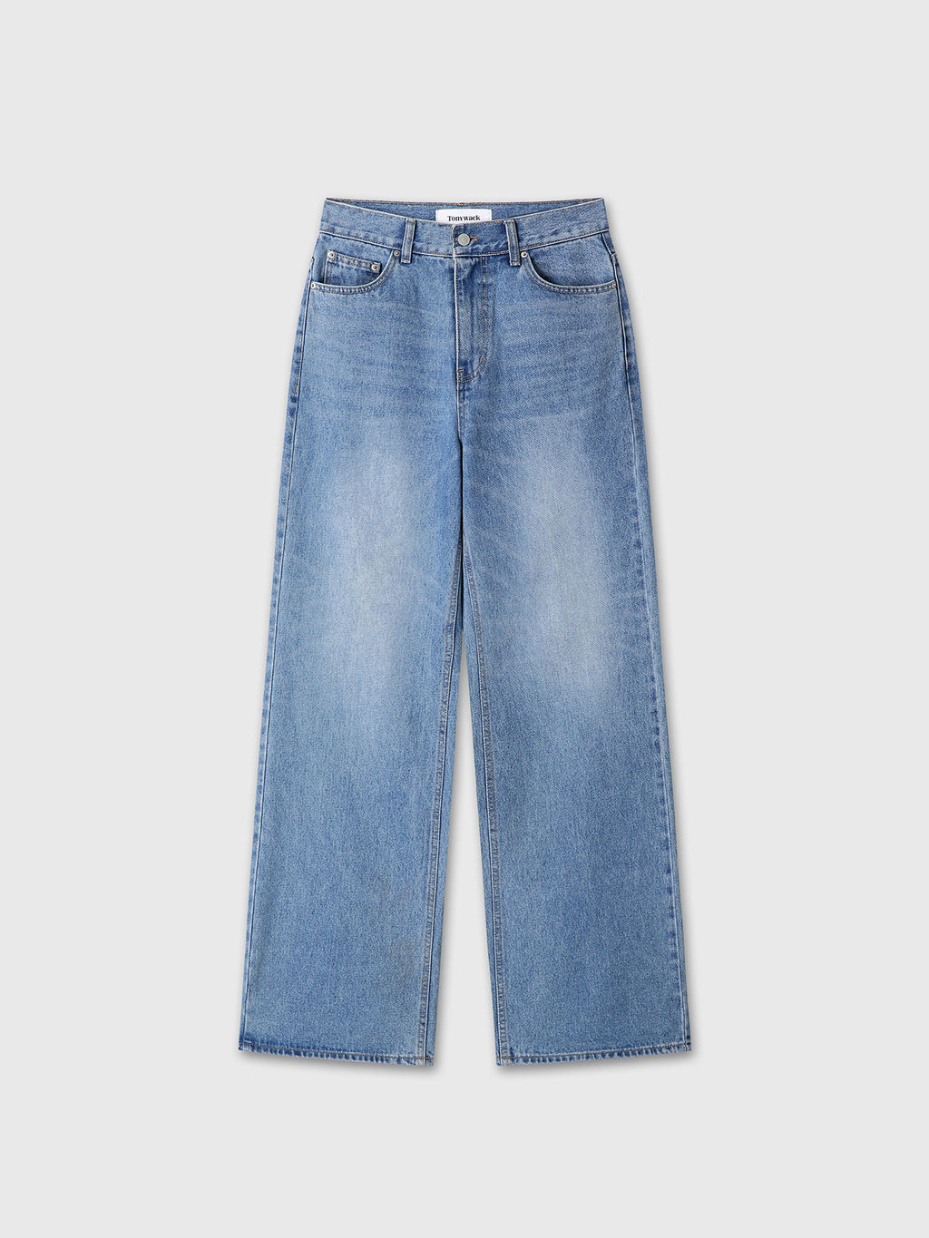 (W) WIDE-LEG BAGGY DENIM JEANS _ WASHED BLUE