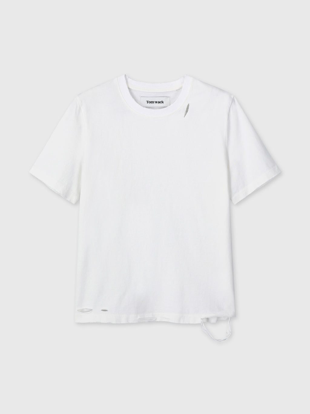 (W) HAND DISTRESSED VINTAGE COTTON T-SHIRT_ WHITE