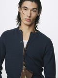 SUPER FINE MERINO WOOL RIBBED CARDIGAN_ SLATE NAVY