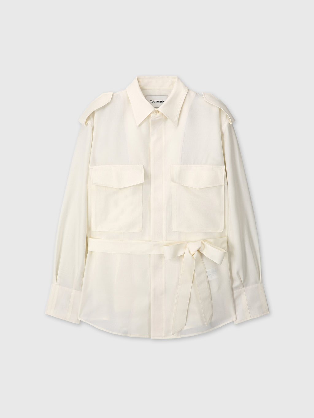 (W) SILK TWILL MILITARY FIELD SHIRT JACKET_ IVORY