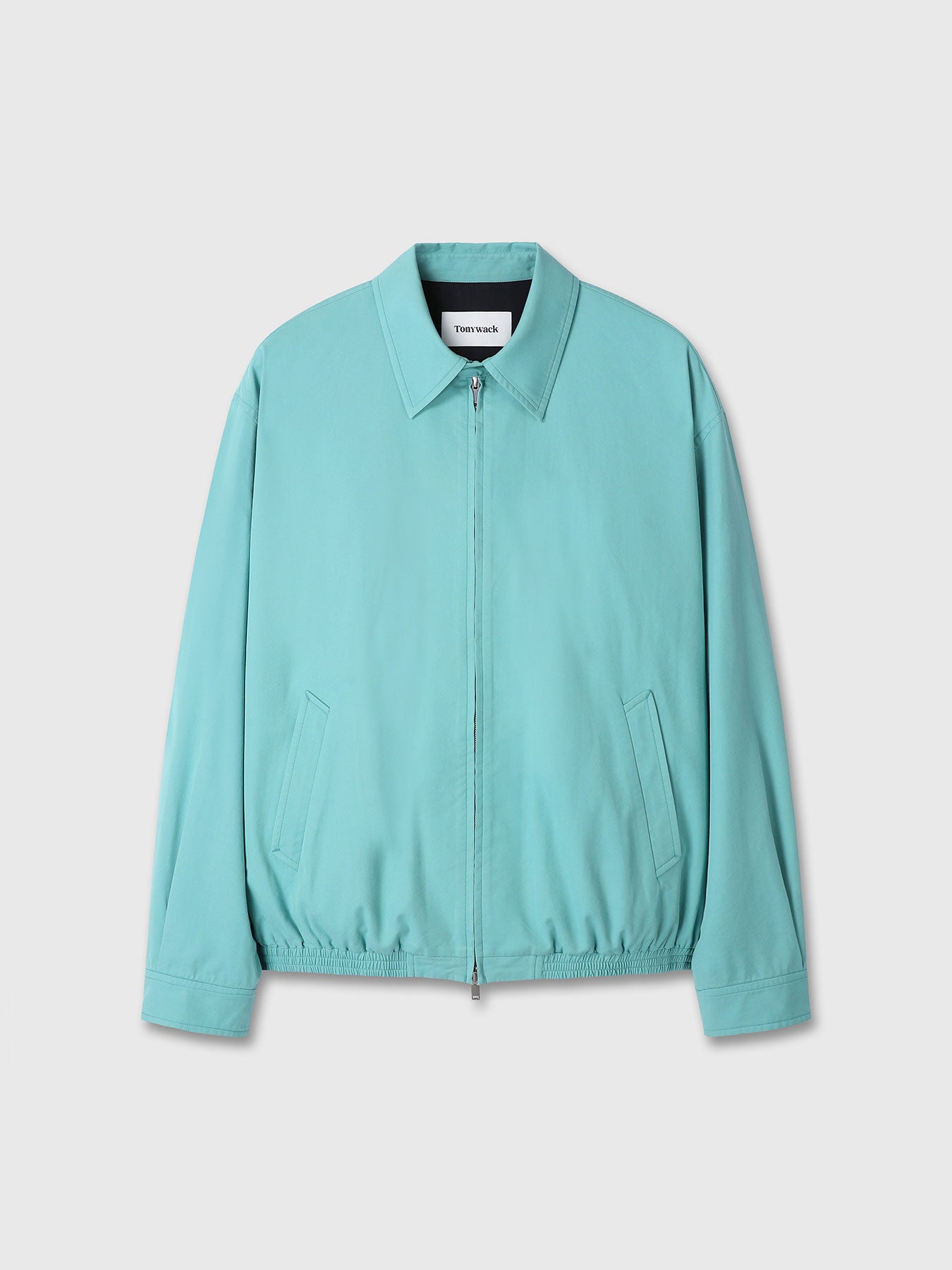 WASHED COTTON LYOCELL BLOUSON JACKET_ TURQUOISE