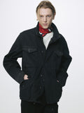 GARMENT DYED COTTON FIELD JACKET_ FADED BLACK