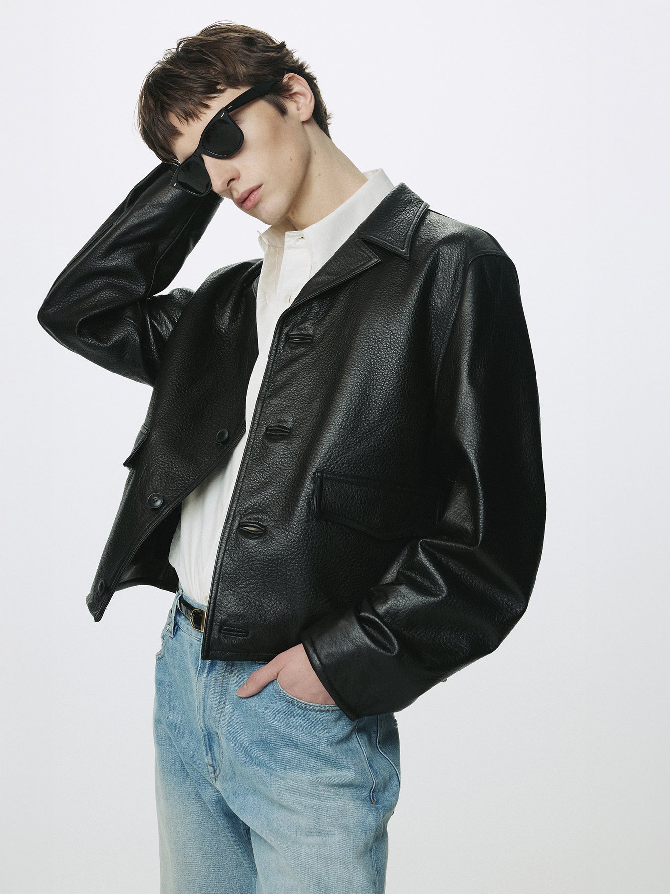 VINTAGE LAMB LEATHER BLOUSON_ BLACK