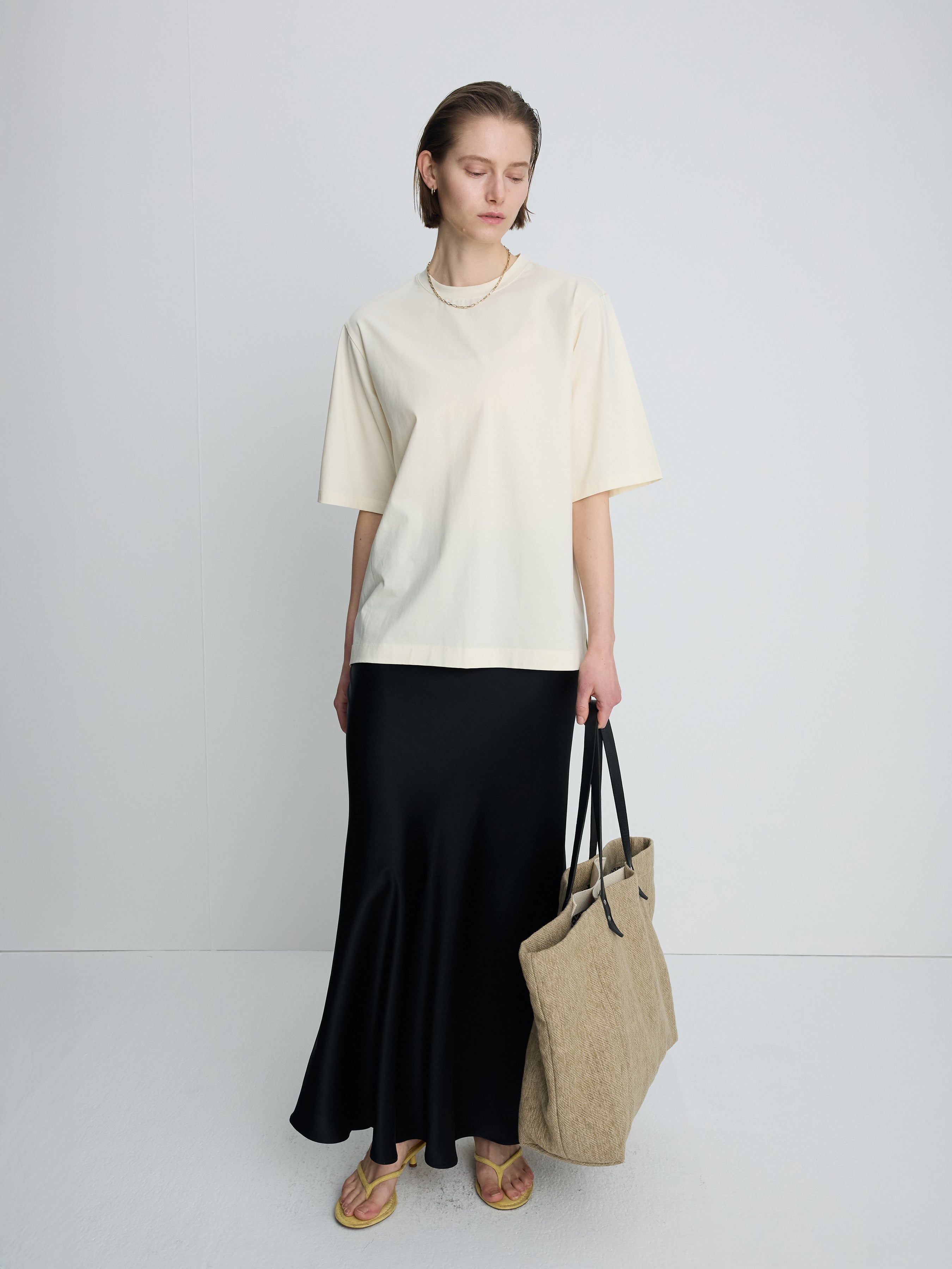(W) SLIP MAXI SKIRT_ BLACK