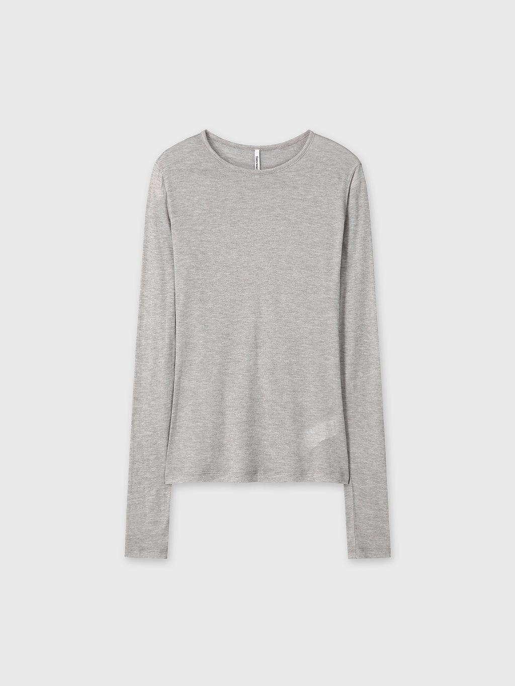 (W) WOOL TENCEL PINTUCK LONG SLEEVE_ BROWN MELANGE