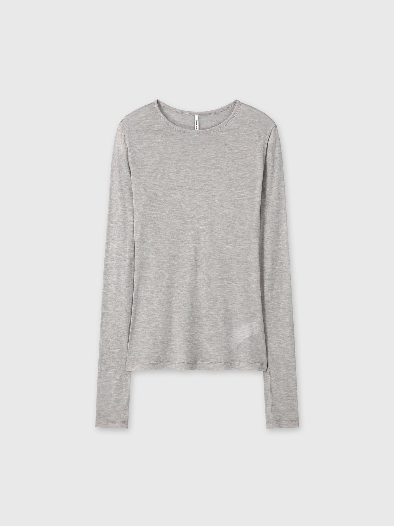 (W) WOOL TENCEL PINTUCK LONG SLEEVE_ BROWN MELANGE