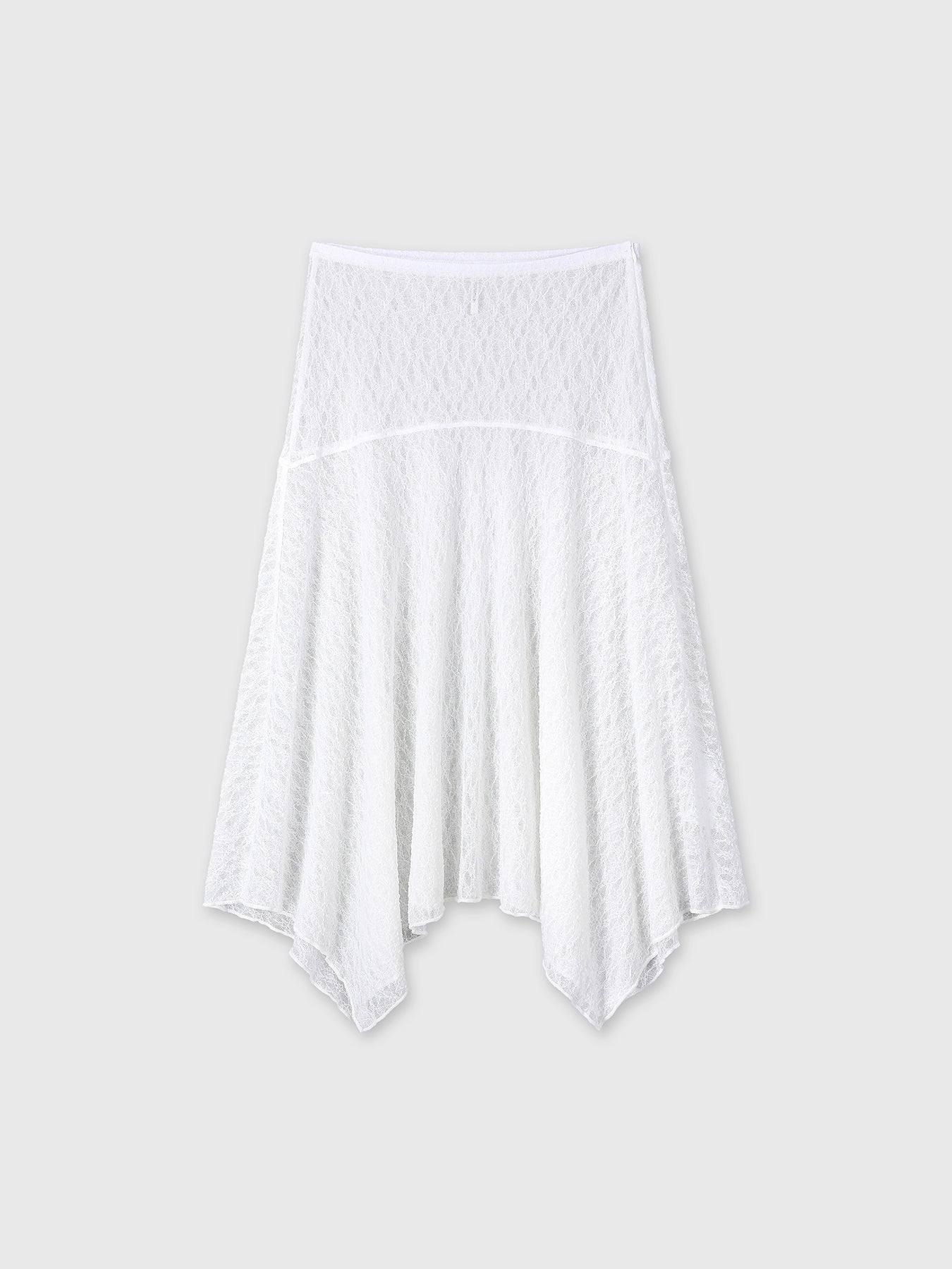 (W) LACE DRAPED SKIRT_ OFF WHITE