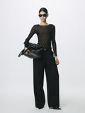 (W) WOOL DOUBLE-PLEATED WIDE TROUSERS_ BLACK