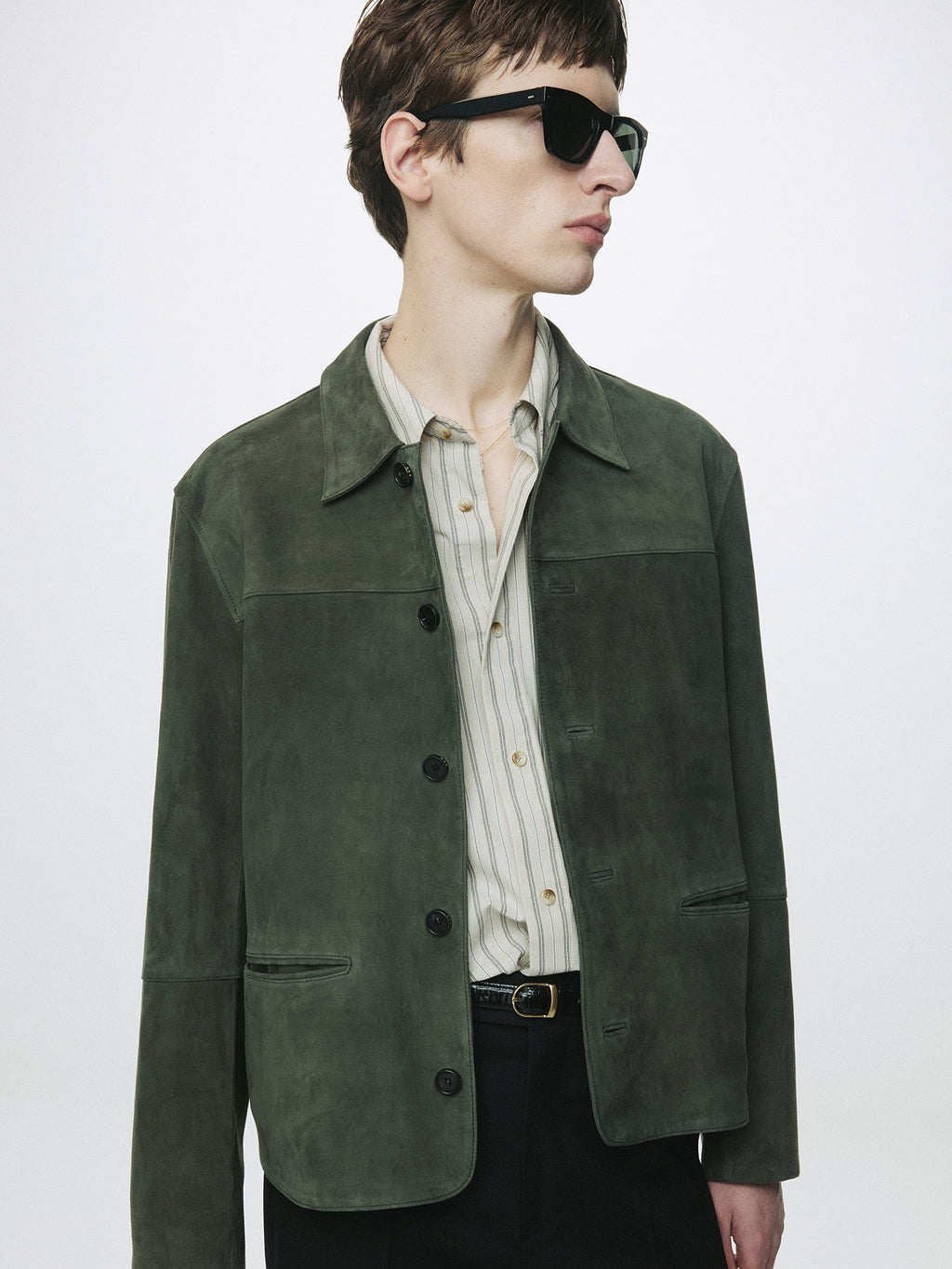 GOAT SUEDE CHORE JACKET_ FADED GREEN