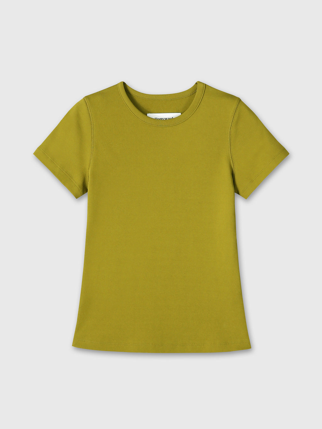 (W) RIBBED HALF SLEEVE T-SHIRTS_ OLIVE