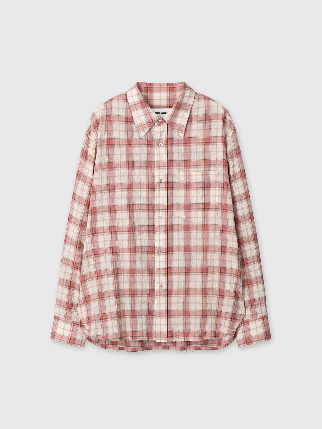 (W) RAW-CUT COTTON CHECK SHIRT_ PINK CHECK