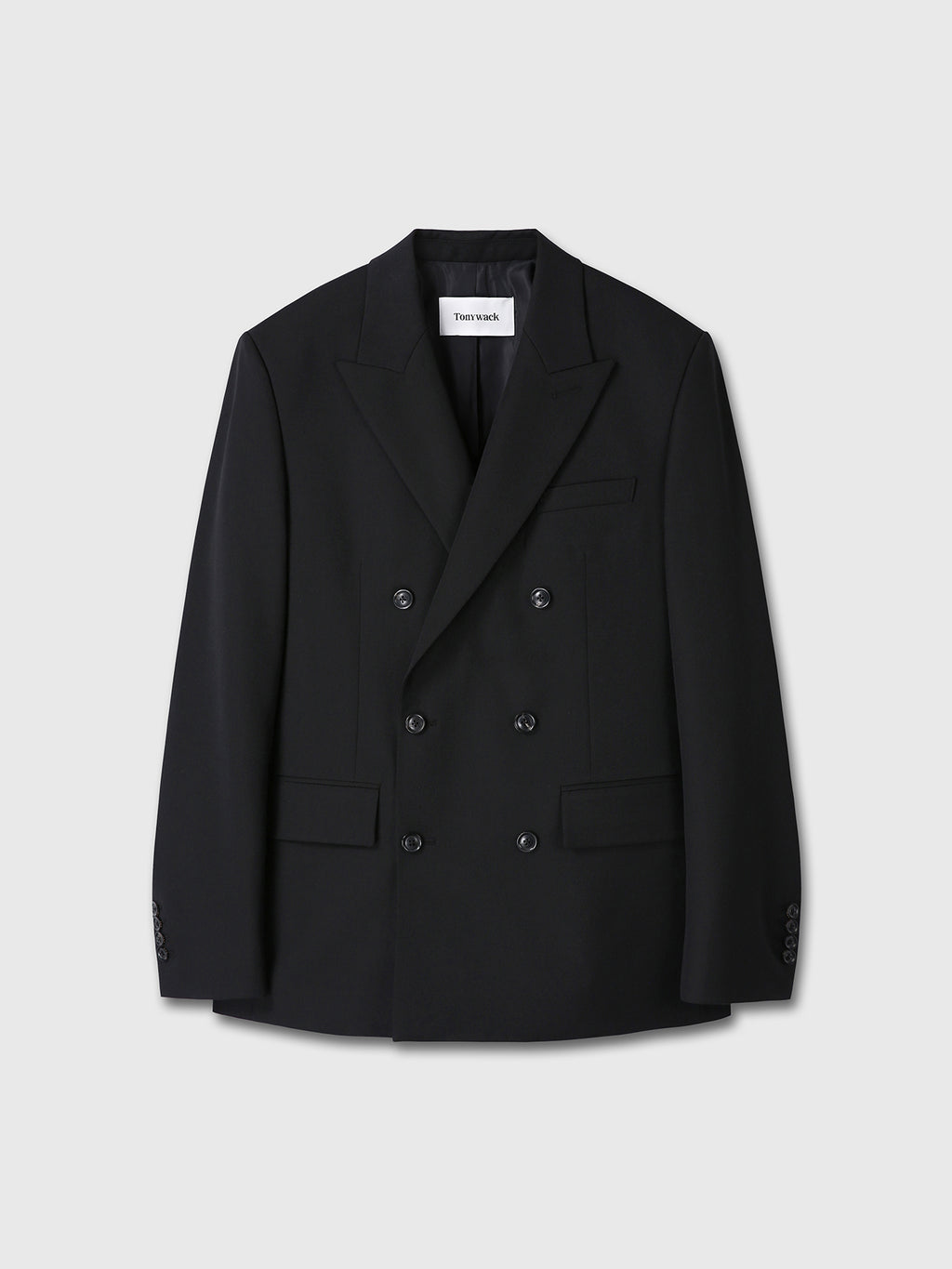 WOOL DOUBLE-BREASTED TAILORED JACKET_ BLACK