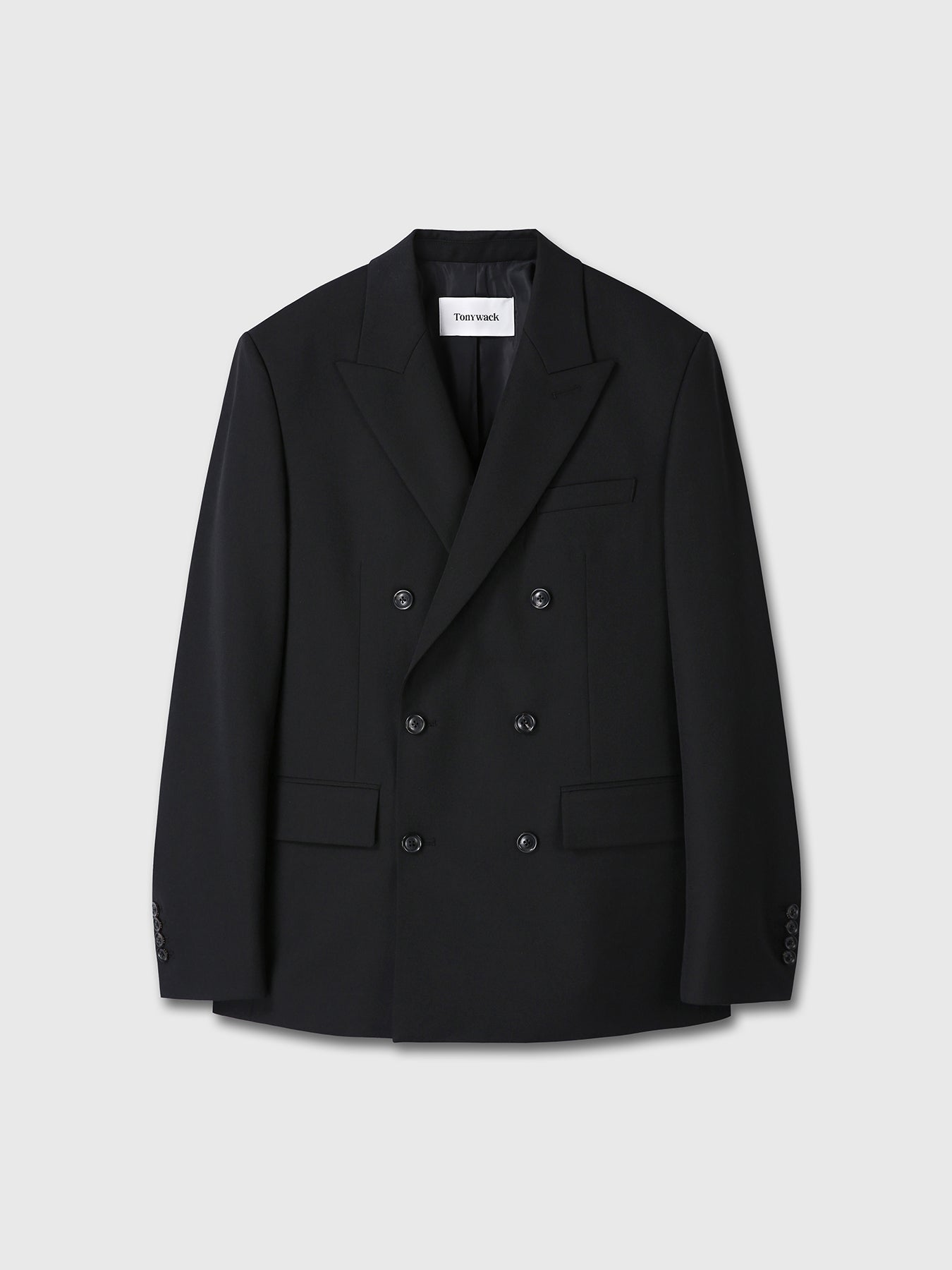 WOOL DOUBLE-BREASTED TAILORED JACKET_ BLACK