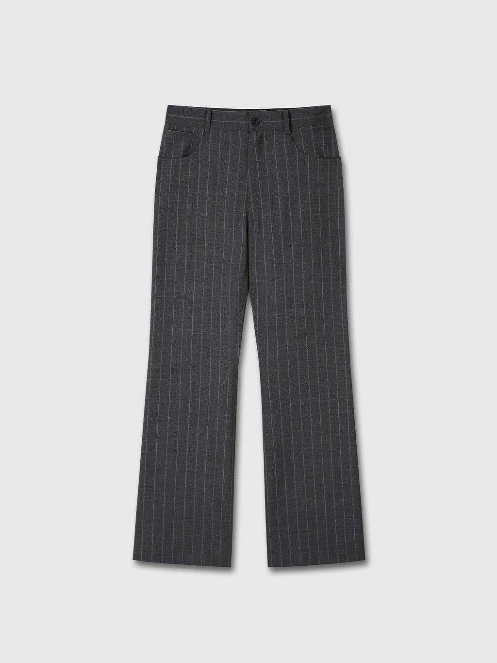 STRIPED WOOL FLARED-LEG PANTS_ GREY