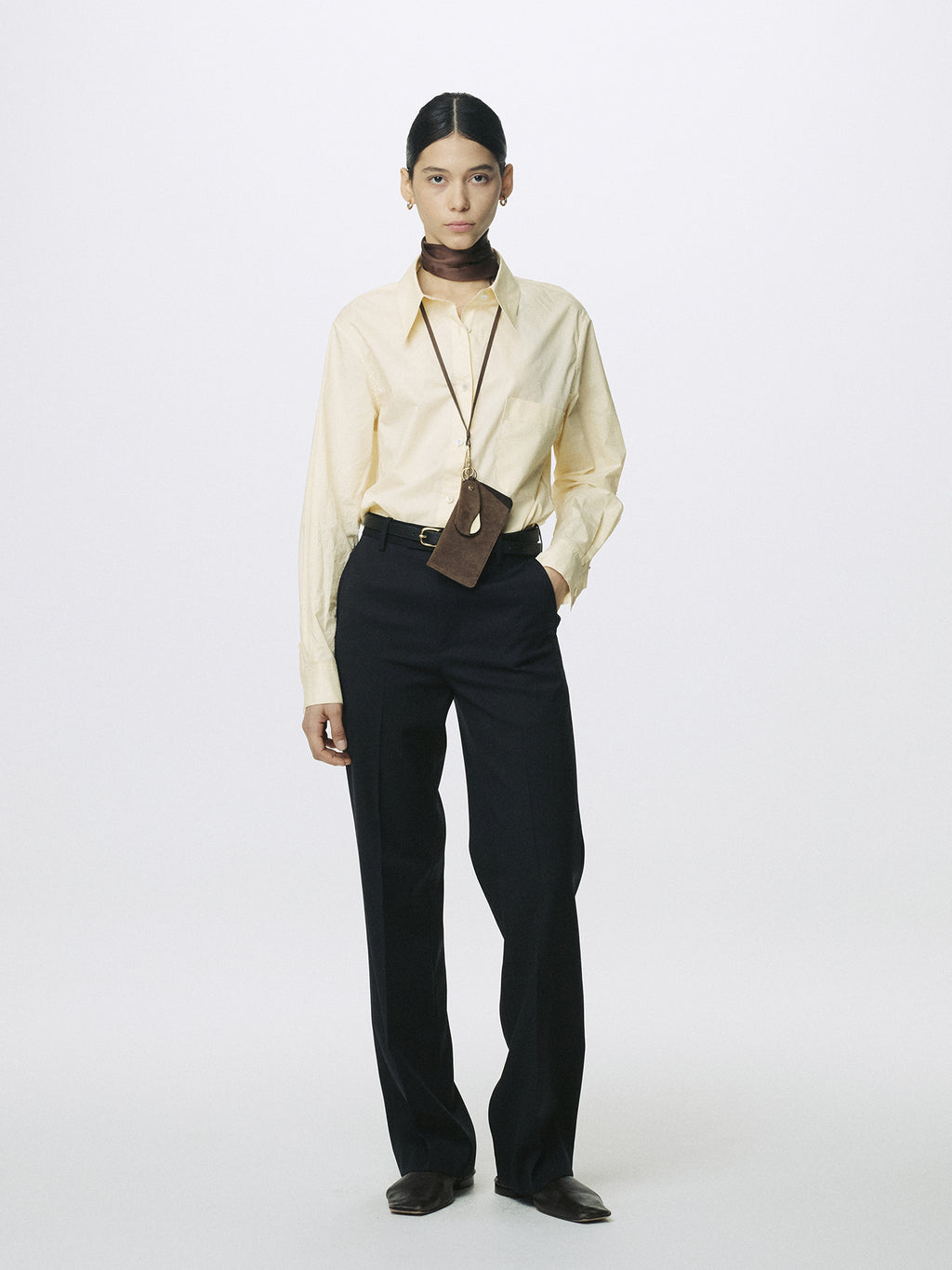 (W) COTTON HIGH-DENSITY SHIRT_ PALE YELLOW