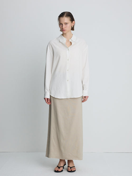 (W) LINEN RELAXED MAXI SKIRT_ SAND