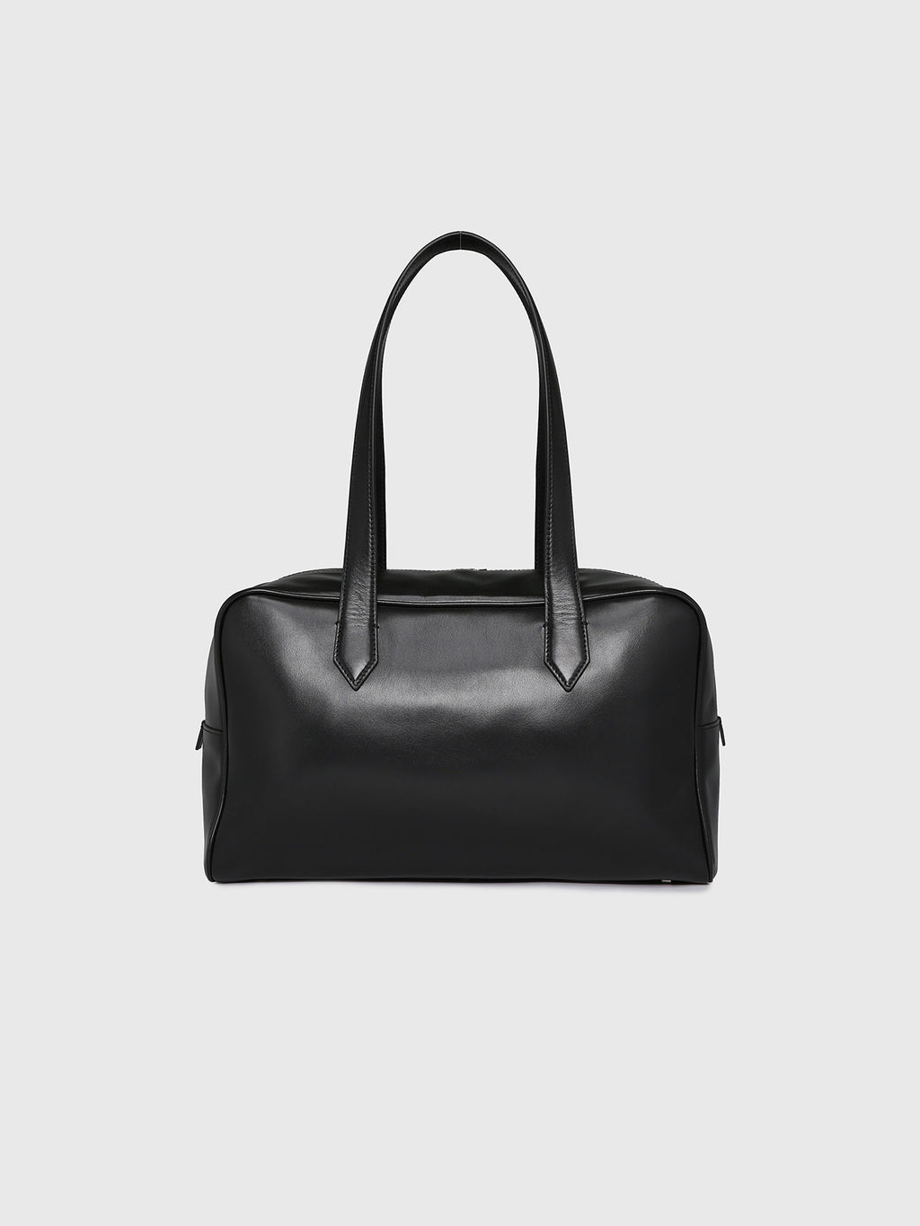 (W) SOFT LEATHER SQUARE VALISE BAG_ BLACK