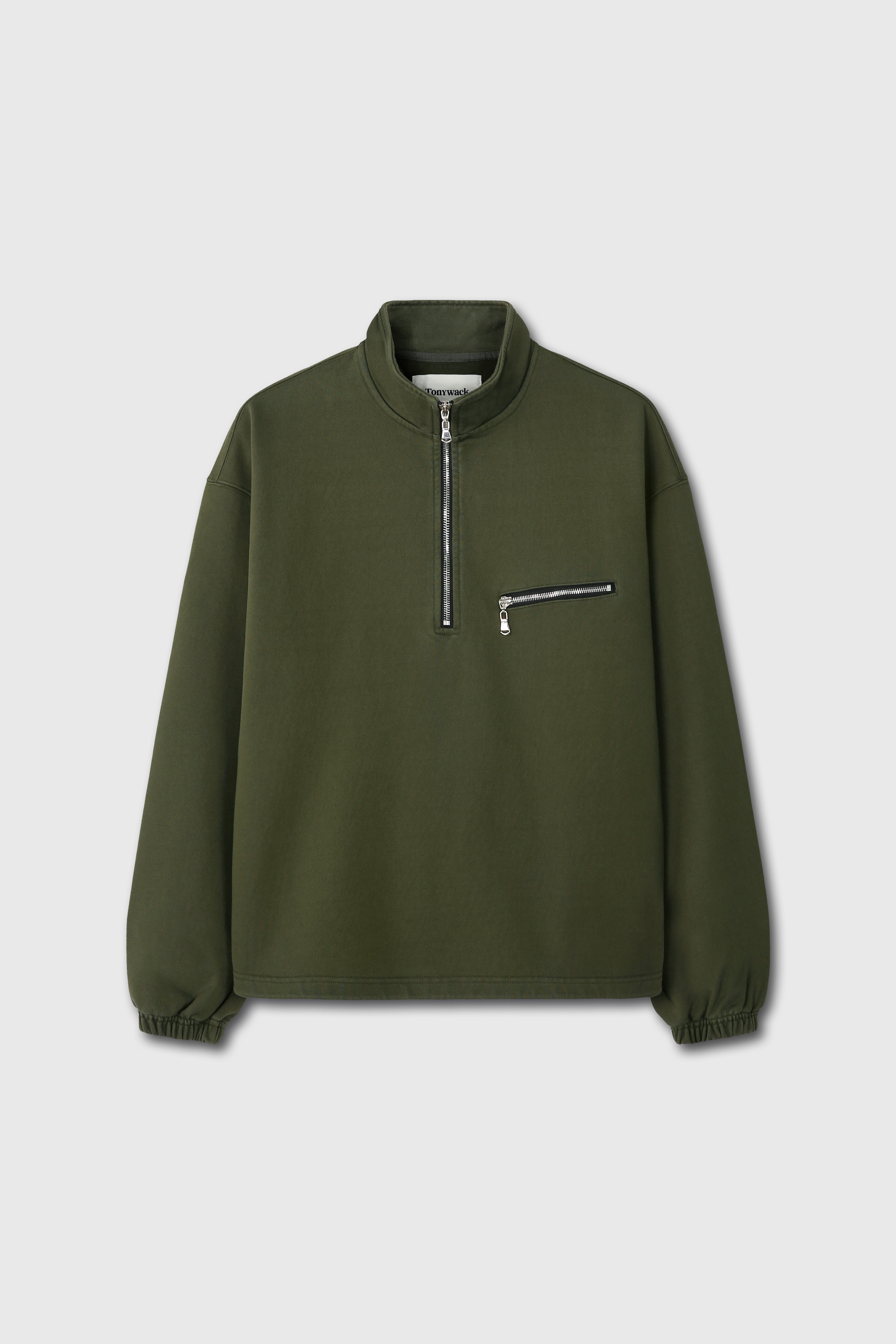 Extra Heavy Sweat Half Zip-up_ Fern Green