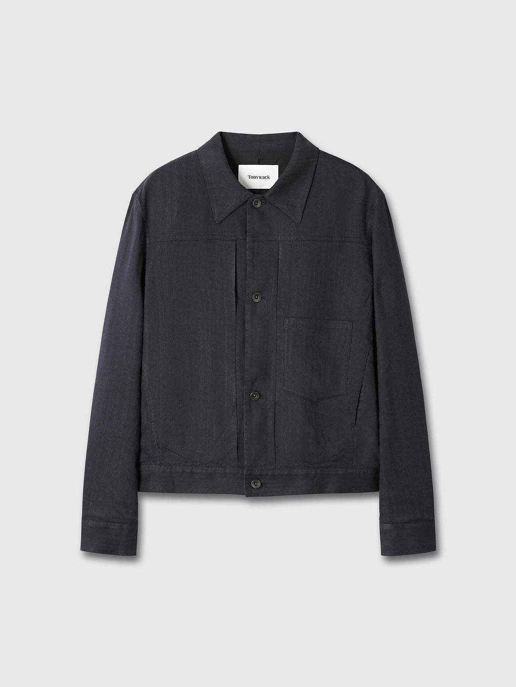 WASHED LINEN TRUCKER JACKET (ITALIAN FABRIC)_ DARK NAVY
