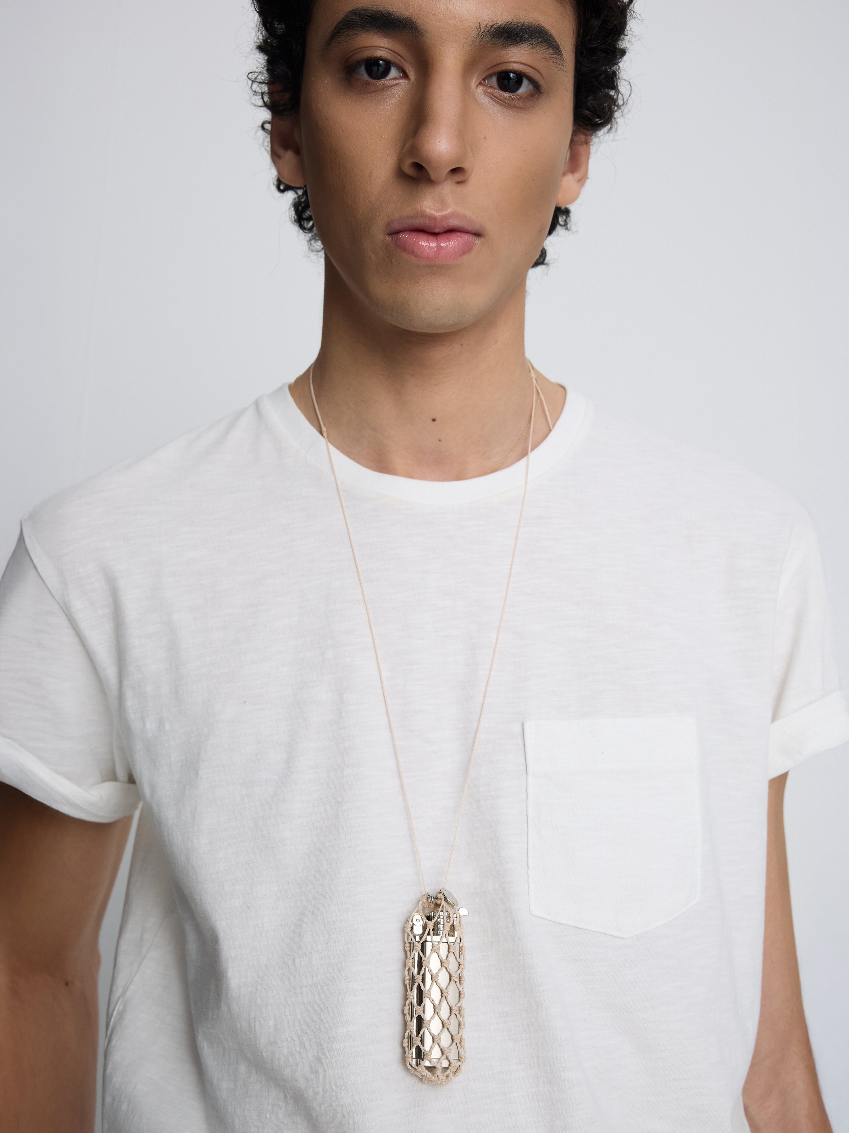 HANDCRAFTED CORD NET NECKLACE_ IVORY