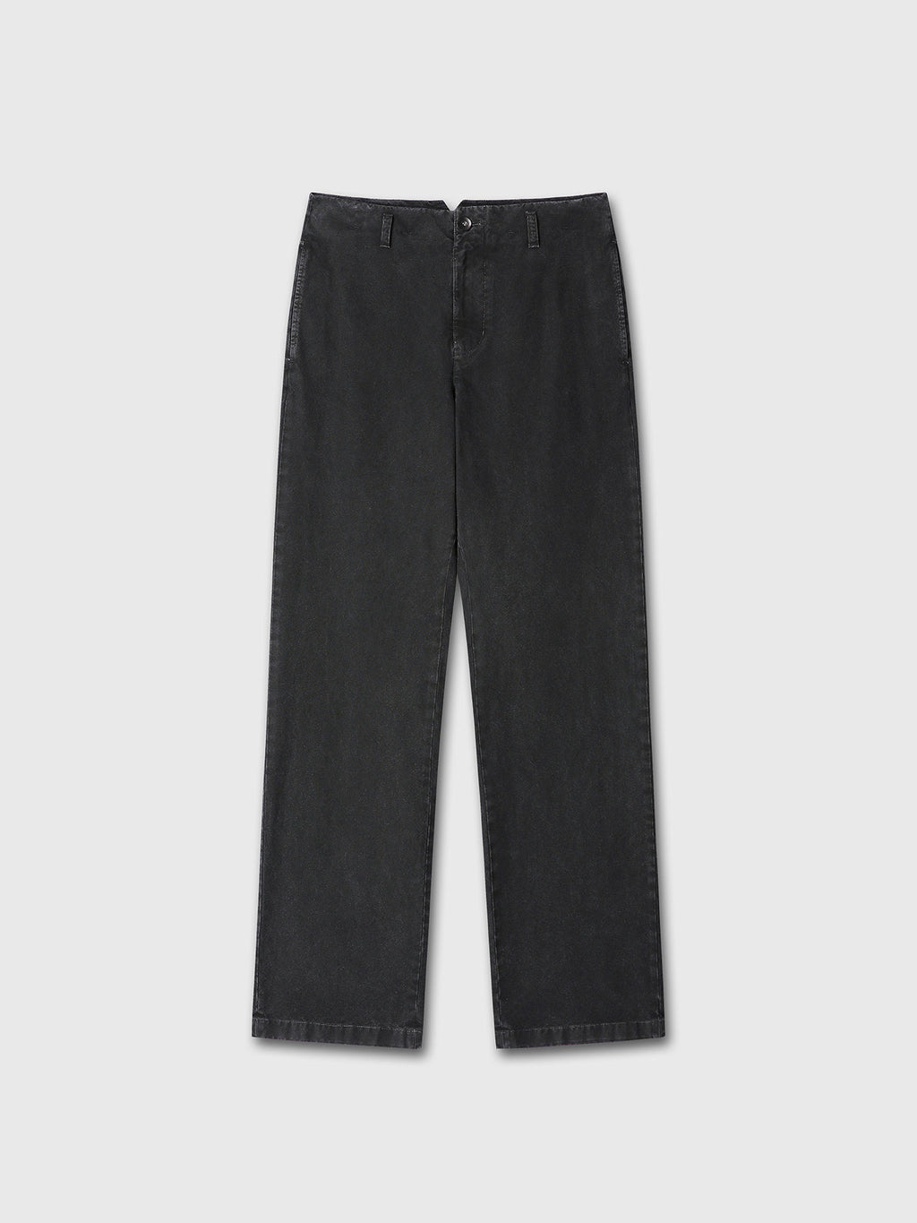 GARMENT DYED COTTON STRAIGHT PANTS_ FADED BLACK