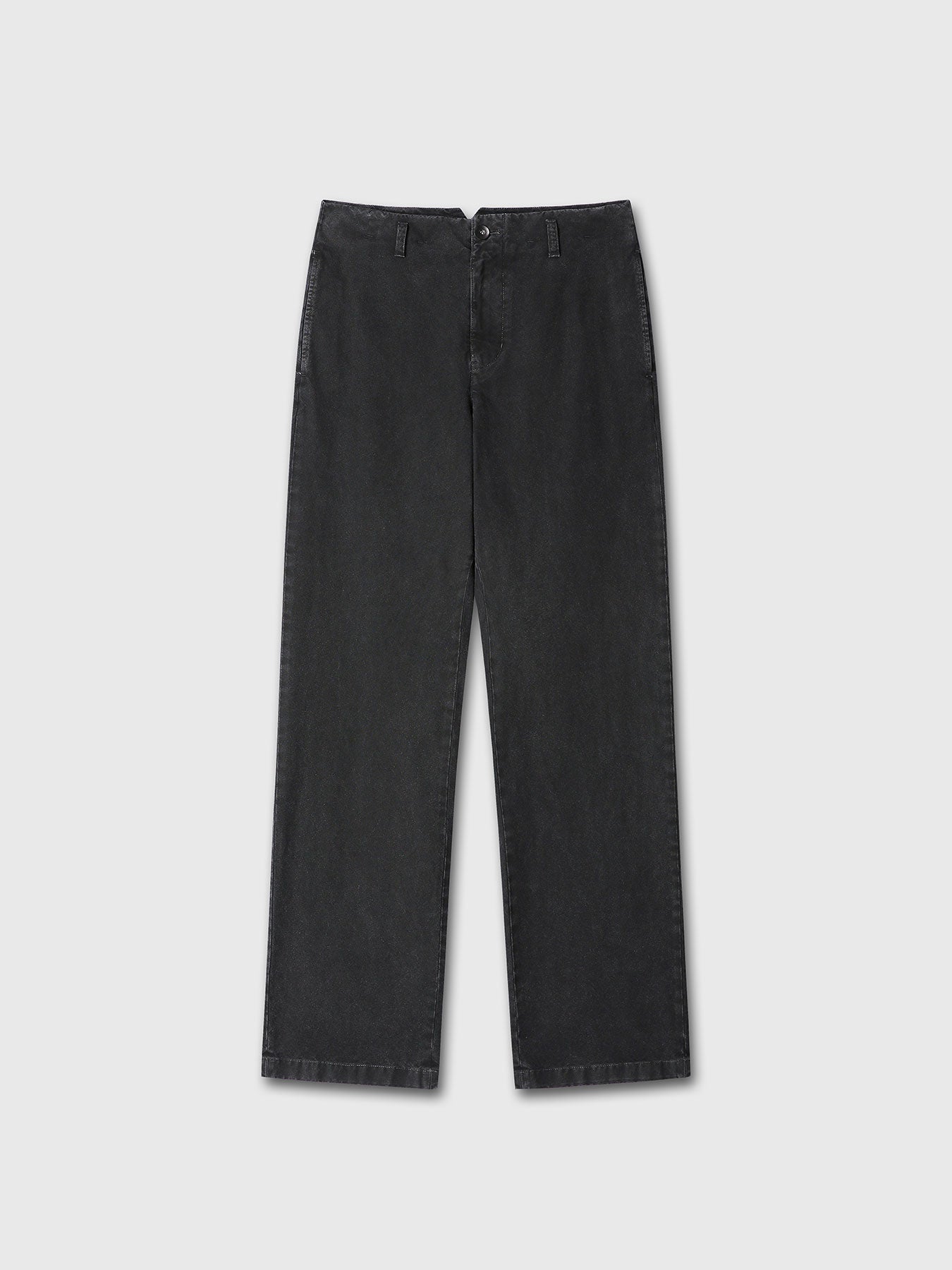 GARMENT DYED COTTON STRAIGHT PANTS_ FADED BLACK