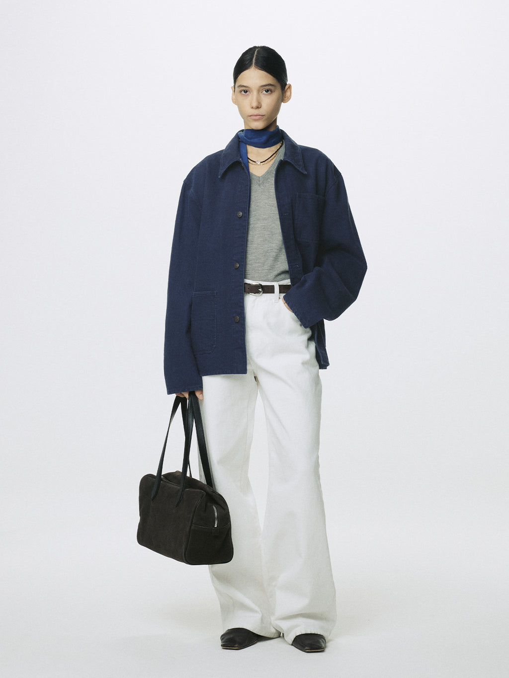 (W) GARMENT WASHED COTTON TWILL UTILITY JACKET_ PURPLE BLUE