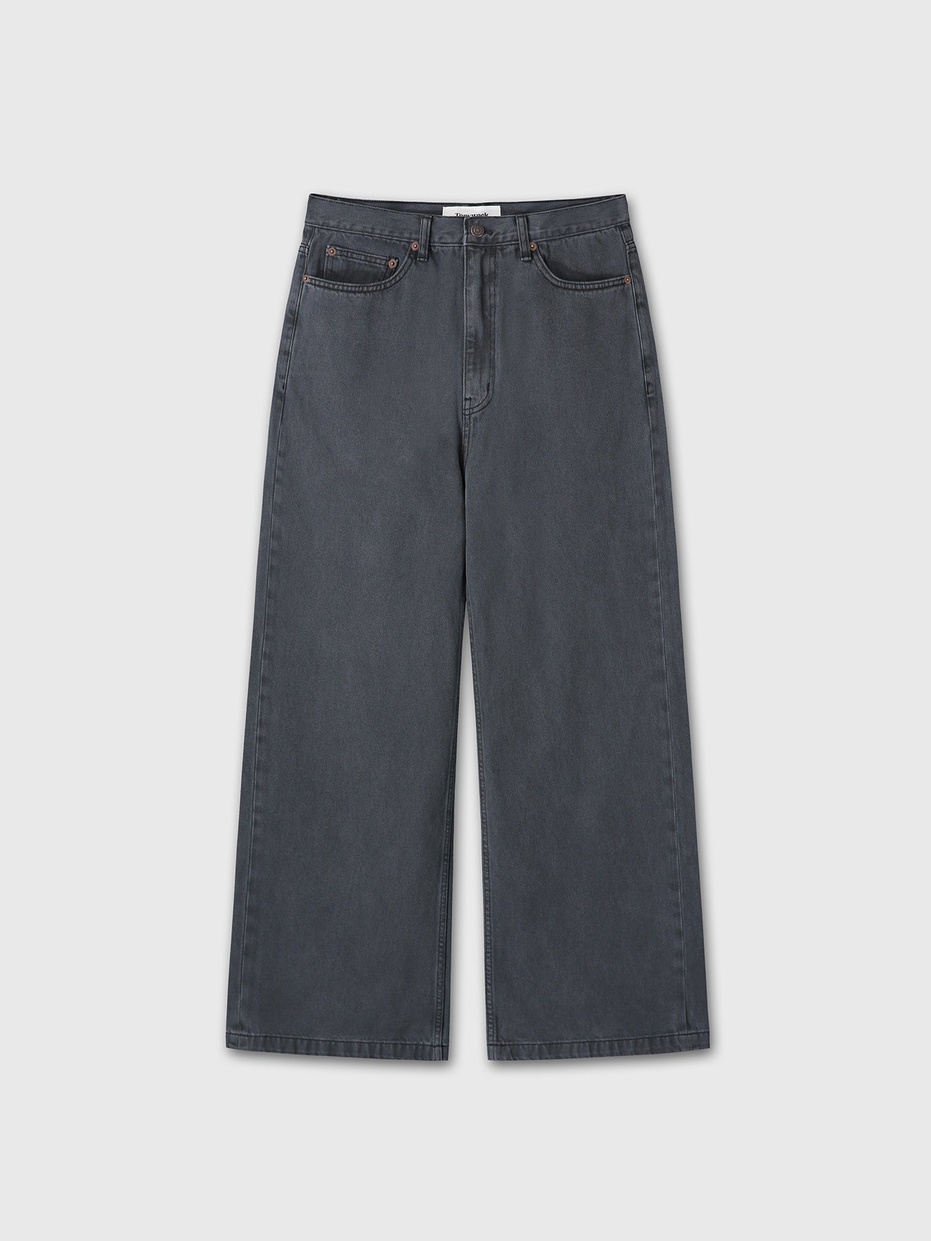 WIDE-LEG DENIM JEANS_ FADED CARBON