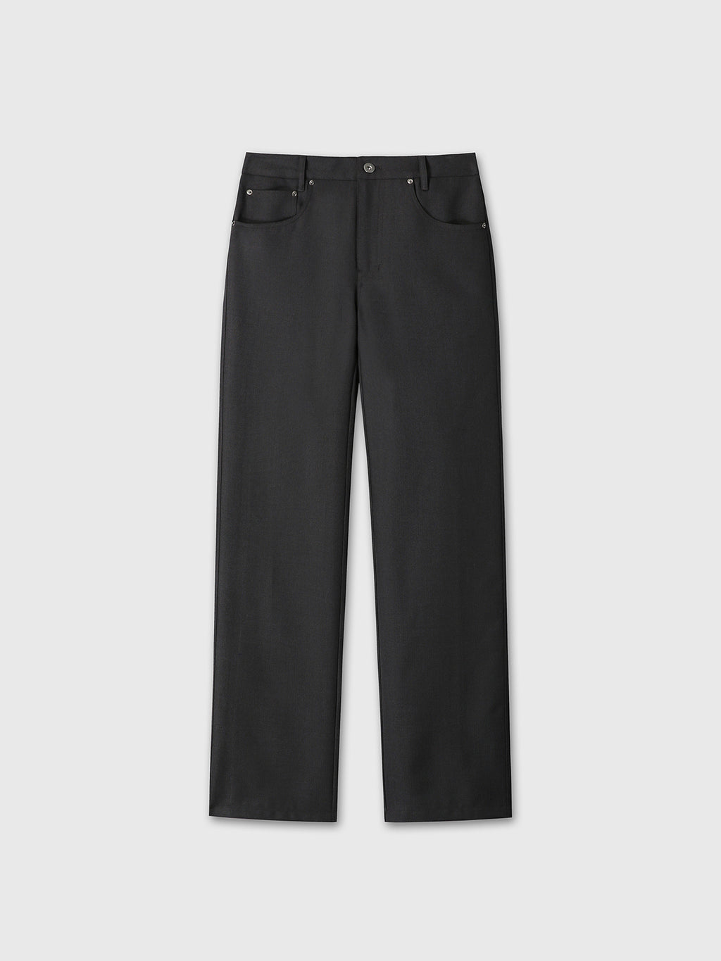 (W) WOOL 5 POCKET STRAIGHT PANTS_ DARK CHARCOAL