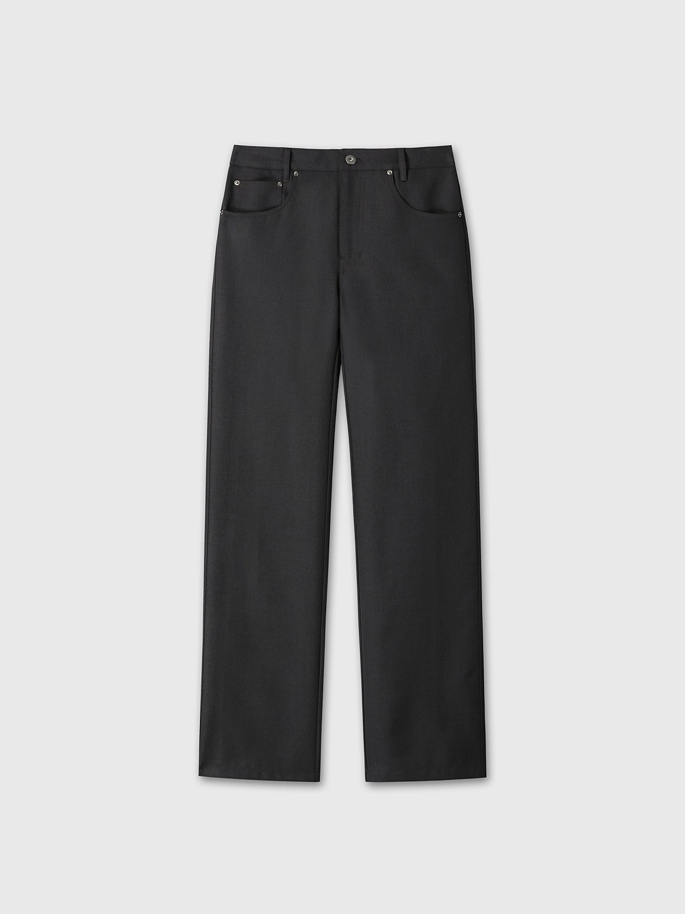 (W) WOOL 5 POCKET STRAIGHT PANTS_ DARK CHARCOAL
