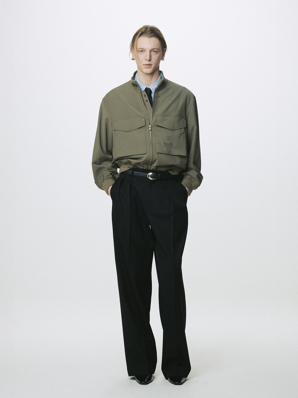 LIGHT WOOL WEB JACKET_ OLIVE