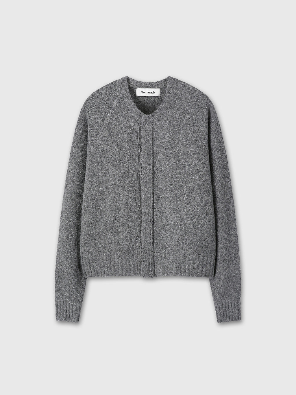 PLACKET BUTTON DOWN KNIT CARDIGAN_ MELANGE GREY