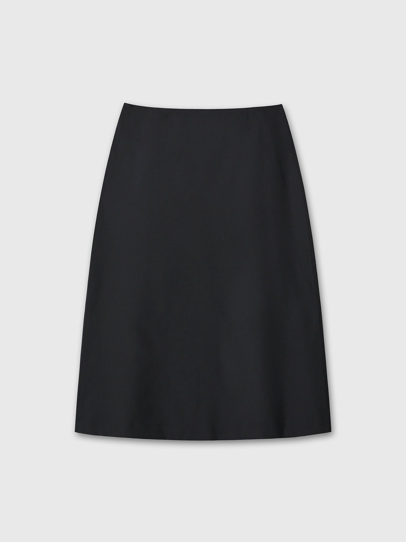 (W) WOOL MIDI SKIRT_ BLACK