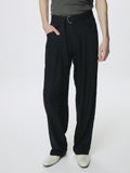WASHED LINEN BELTED PANTS (ITALIAN FABRIC)_ DARK NAVY