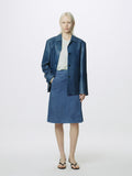 (W) GOAT SUEDE WRAP SKIRT_ MID BLUE
