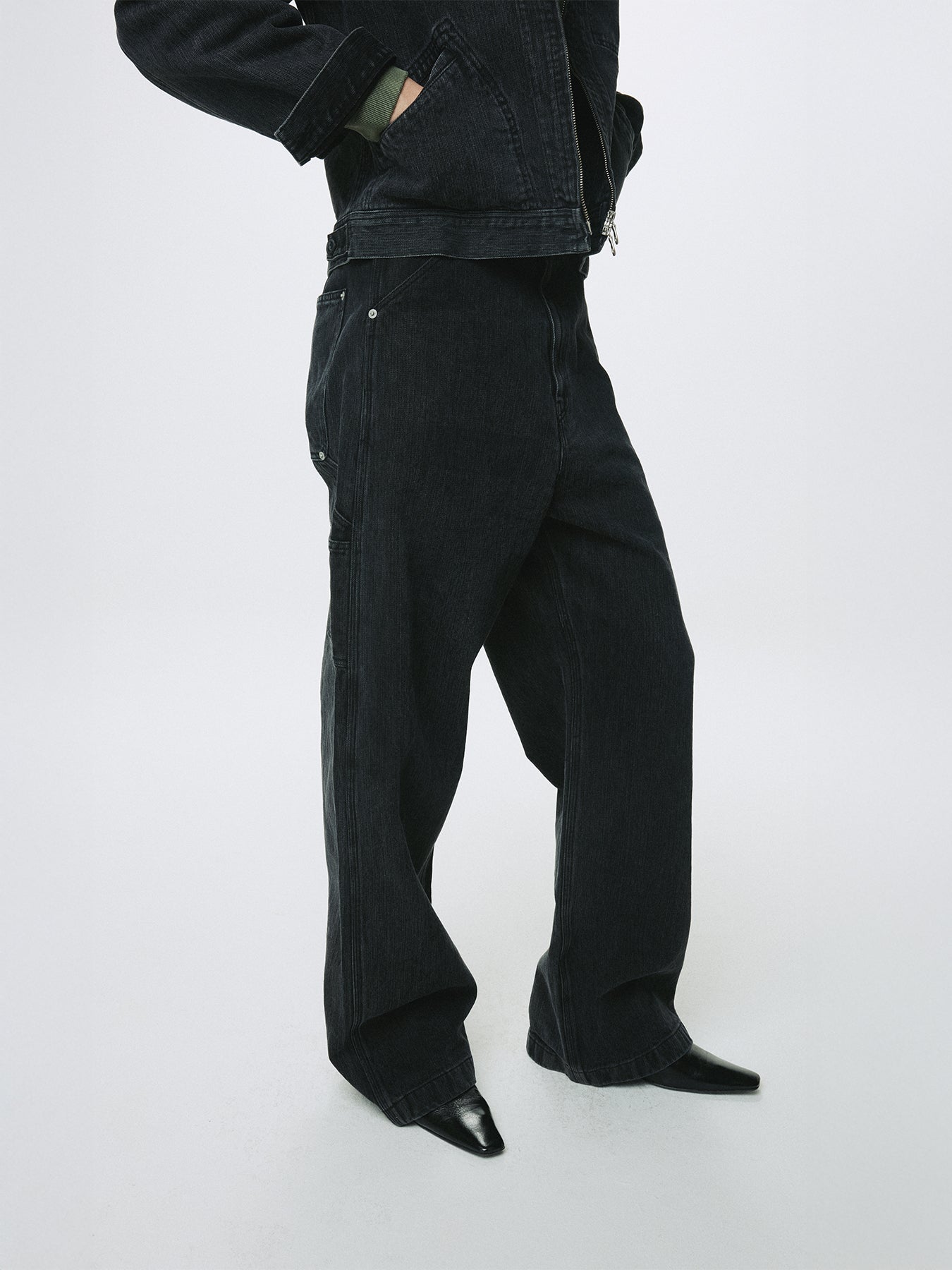 CORD TWILL DENIM WORK PANTS_ FADED BLACK