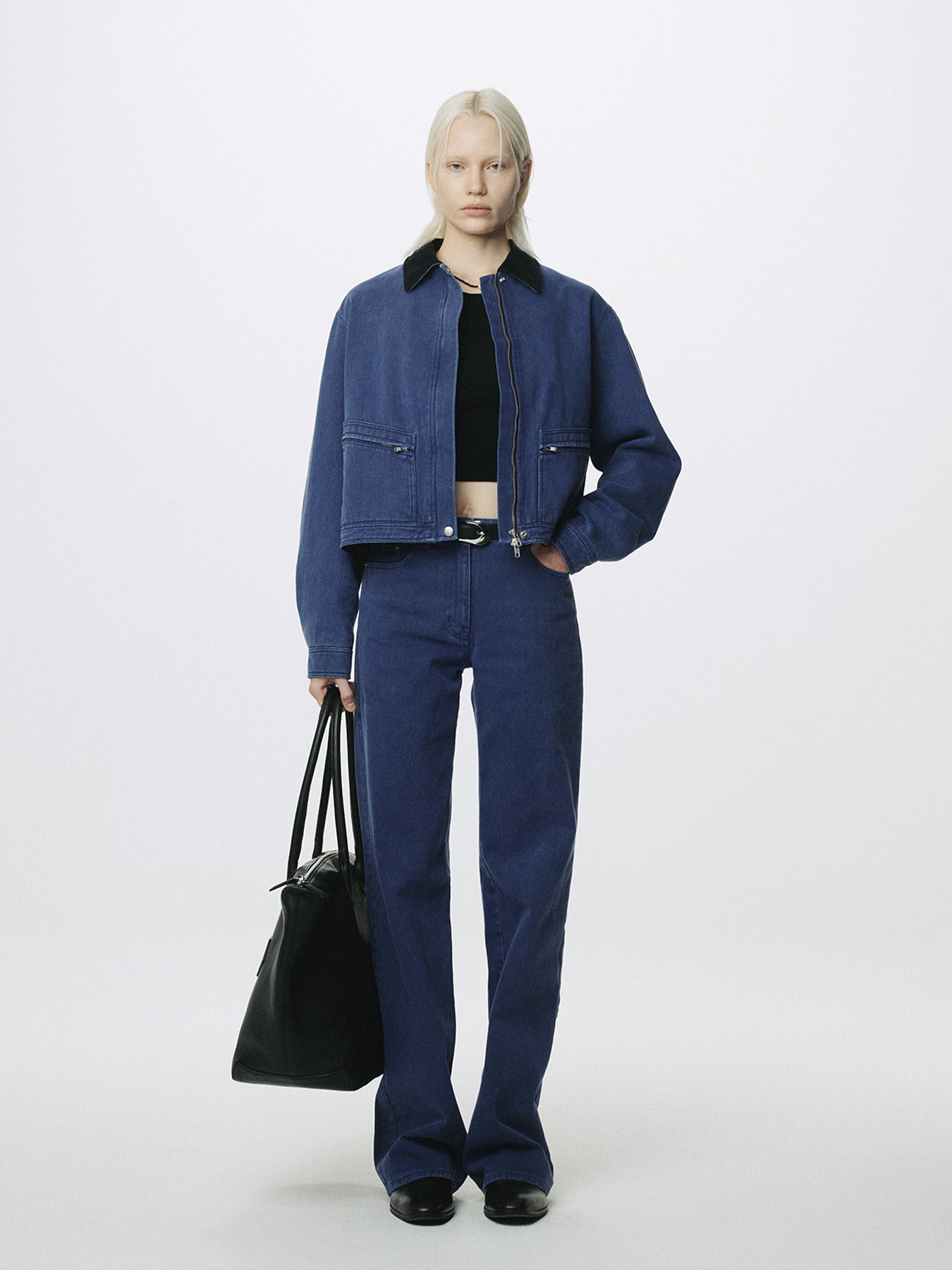 (W) CROPPED WORK JACKET_ WASHED BLUE