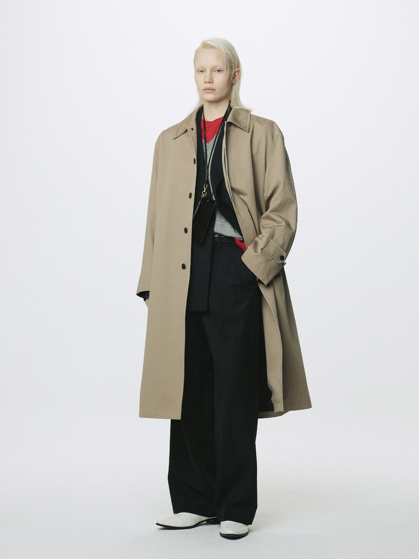 (W) COTTON DRILL SINGLE-BREASTED OVERCOAT_ BEIGE