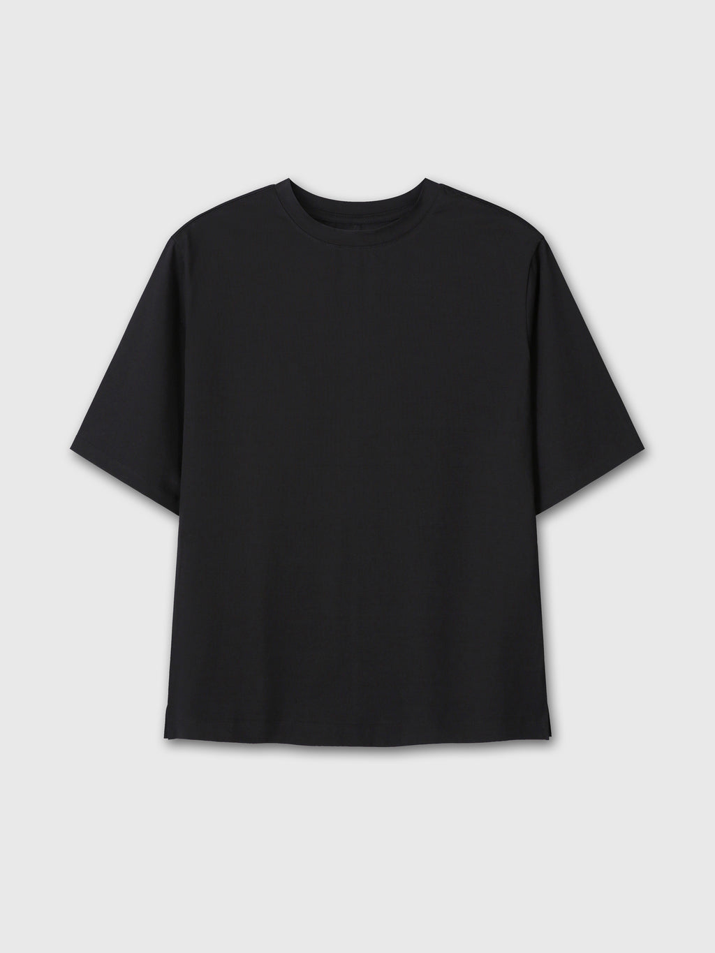 (W) HIGH-DENSITY RELAXED COTTON T-SHIRT_ BLACK