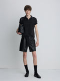 GARMENT DYED STRIPE PIQUÉ POLO_ FADED BLACK