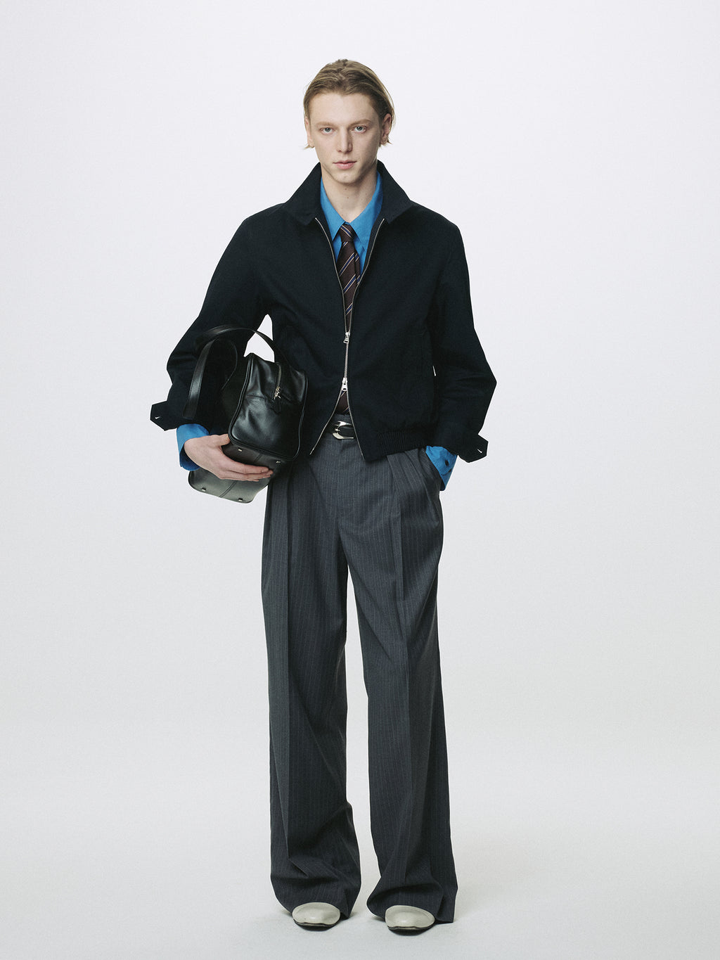 HIGH DENSITY COTTON HARRINGTON JACKET_ NAVY