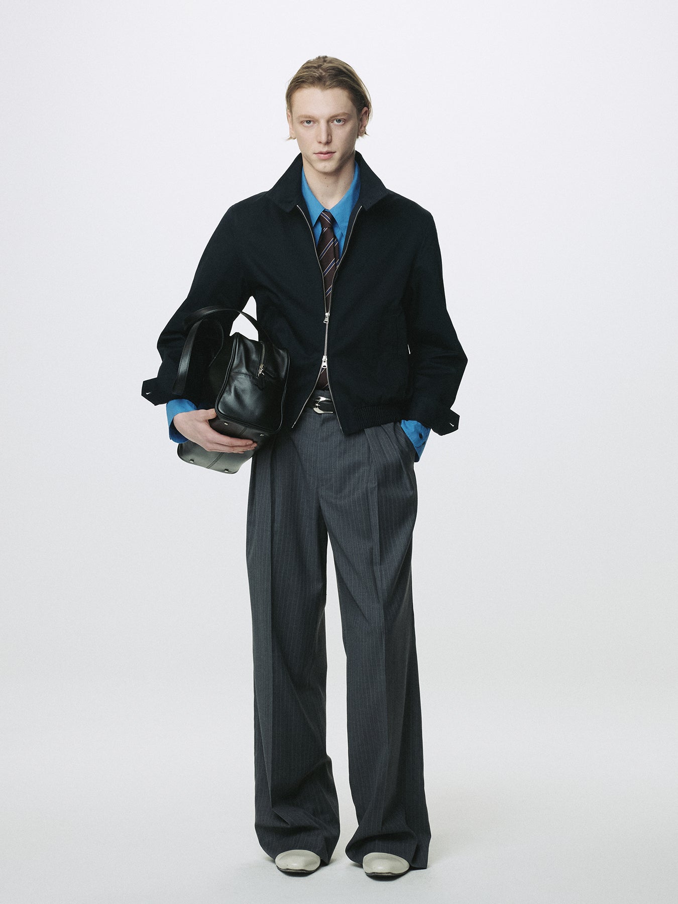 HIGH DENSITY COTTON HARRINGTON JACKET_ NAVY