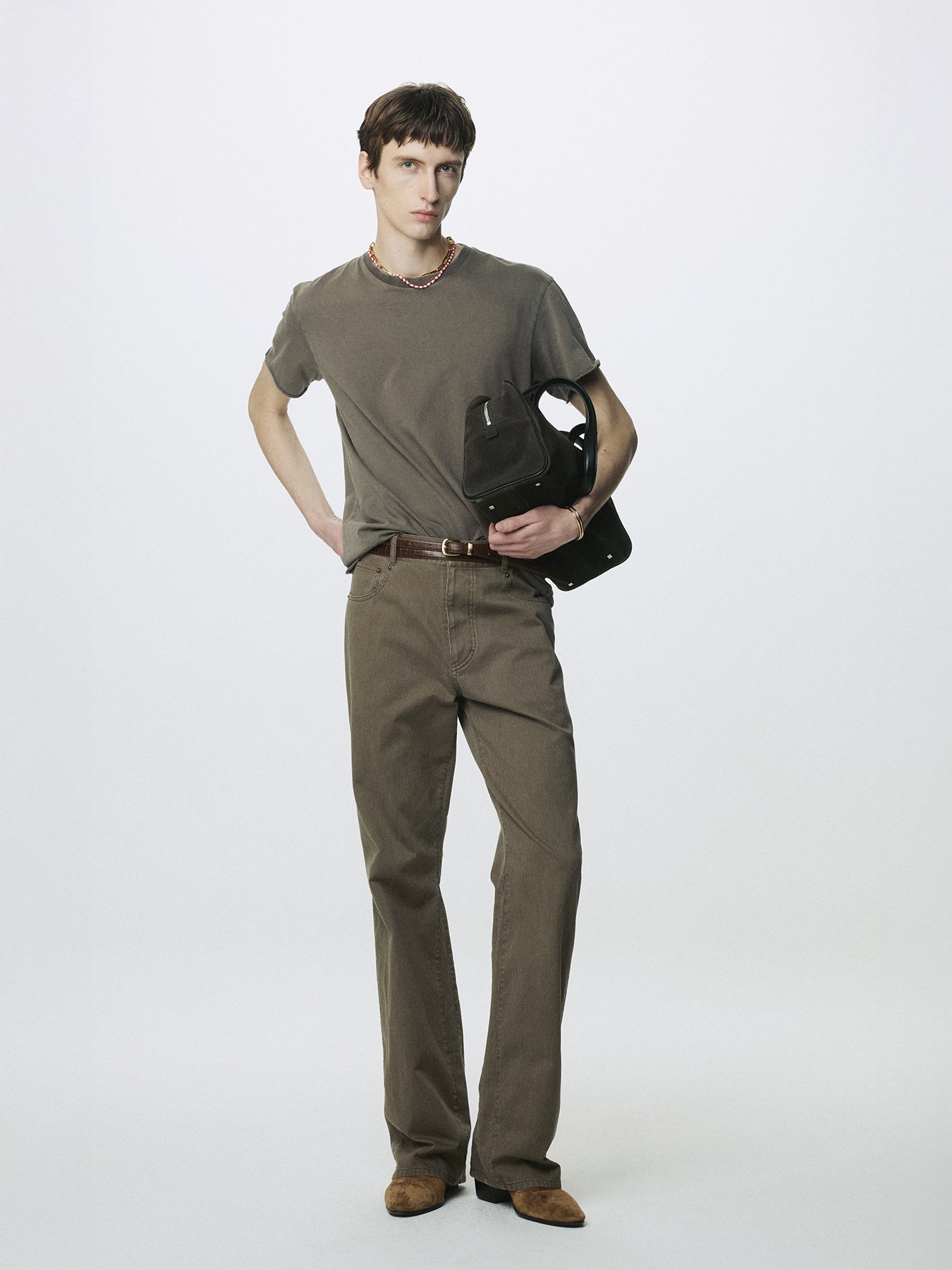 GARMENT DYED RAW EDGE T-SHIRT_ FADED BROWN
