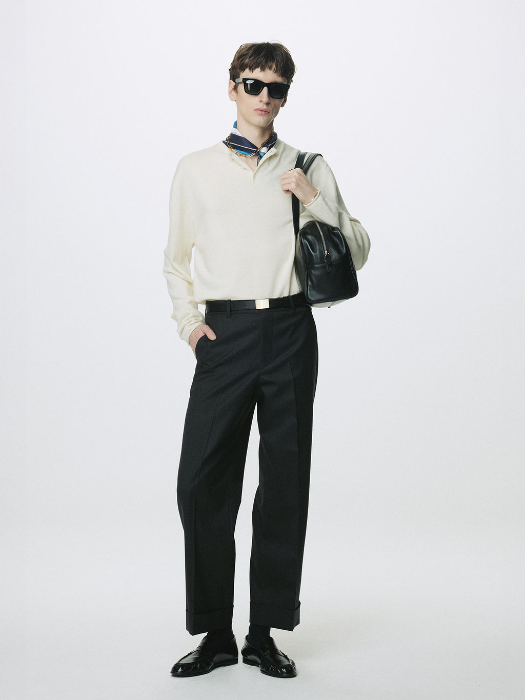 WOOL CUFFED TROUSERS_ CHARCOAL