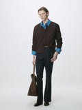PLACKET BUTTON DOWN KNIT CARDIGAN_ BROWN