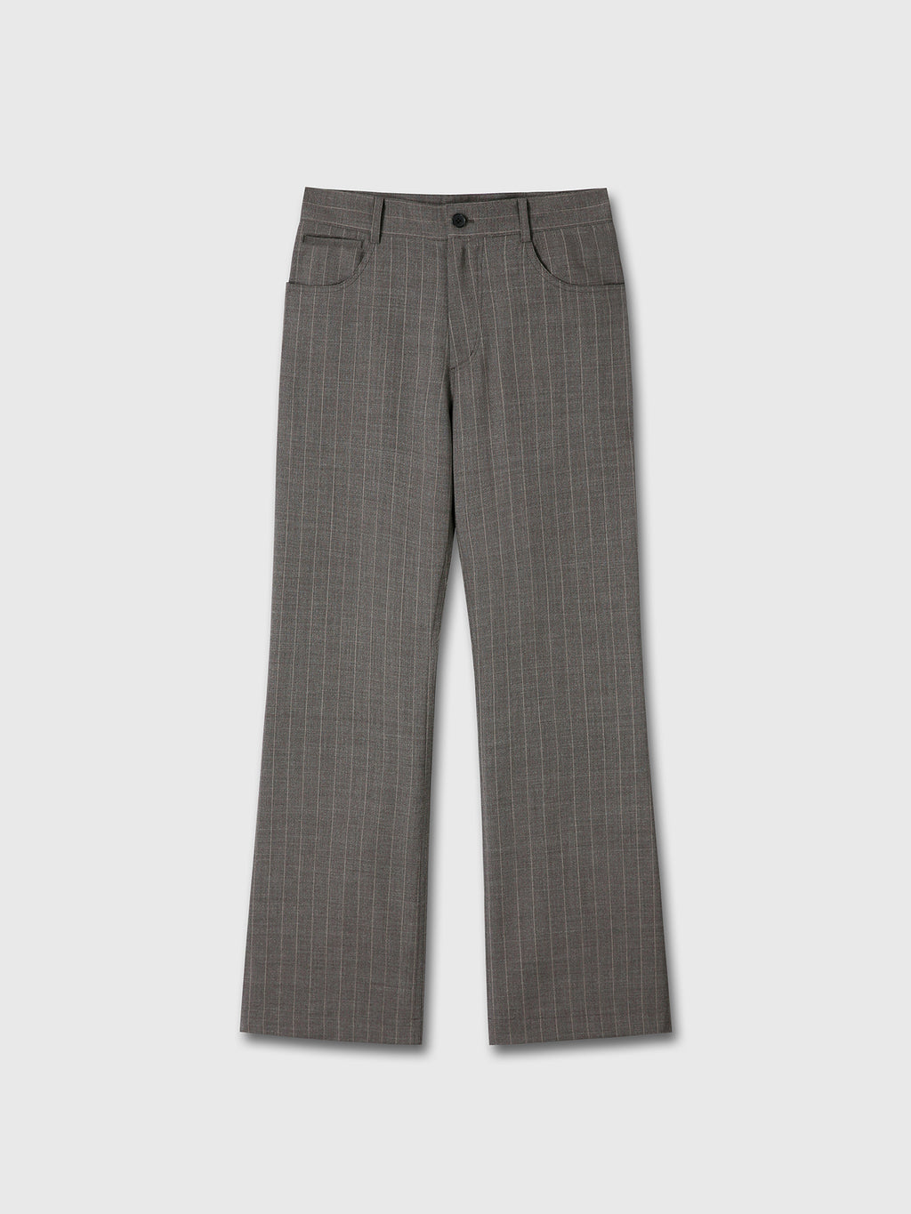 STRIPED WOOL FLARED-LEG PANTS_ TAUPE