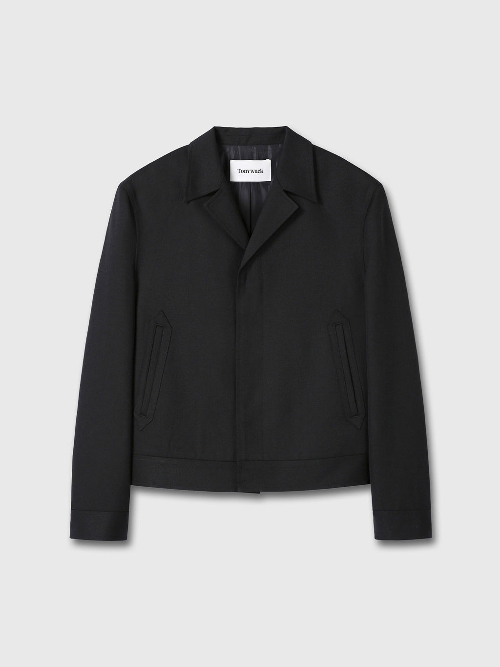 WOOL CROPPED TAILORED BLOUSON_ BLACK
