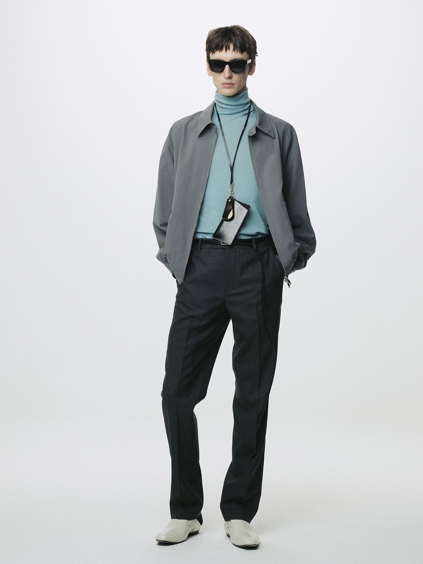 WASHED COTTON LYOCELL BLOUSON JACKET_ FADED CARBON