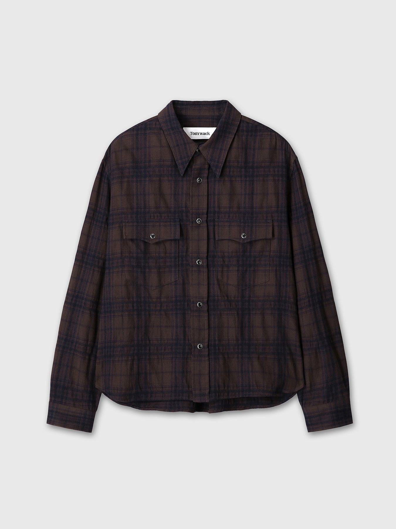 WOOL AND COTTON CHECKED SHIRT JACKET (JAPANESE FABRIC)_ BROWN